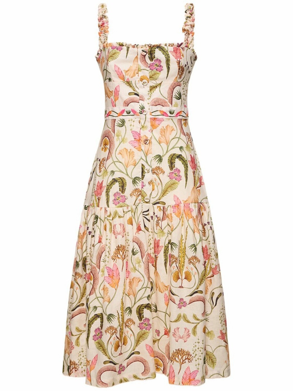 AGUA BY AGUA BENDITA - Nispero Printed Linen Midi Dress size Small